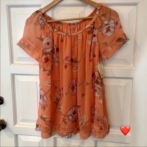 Summer peachy floral St John’s Bay Top